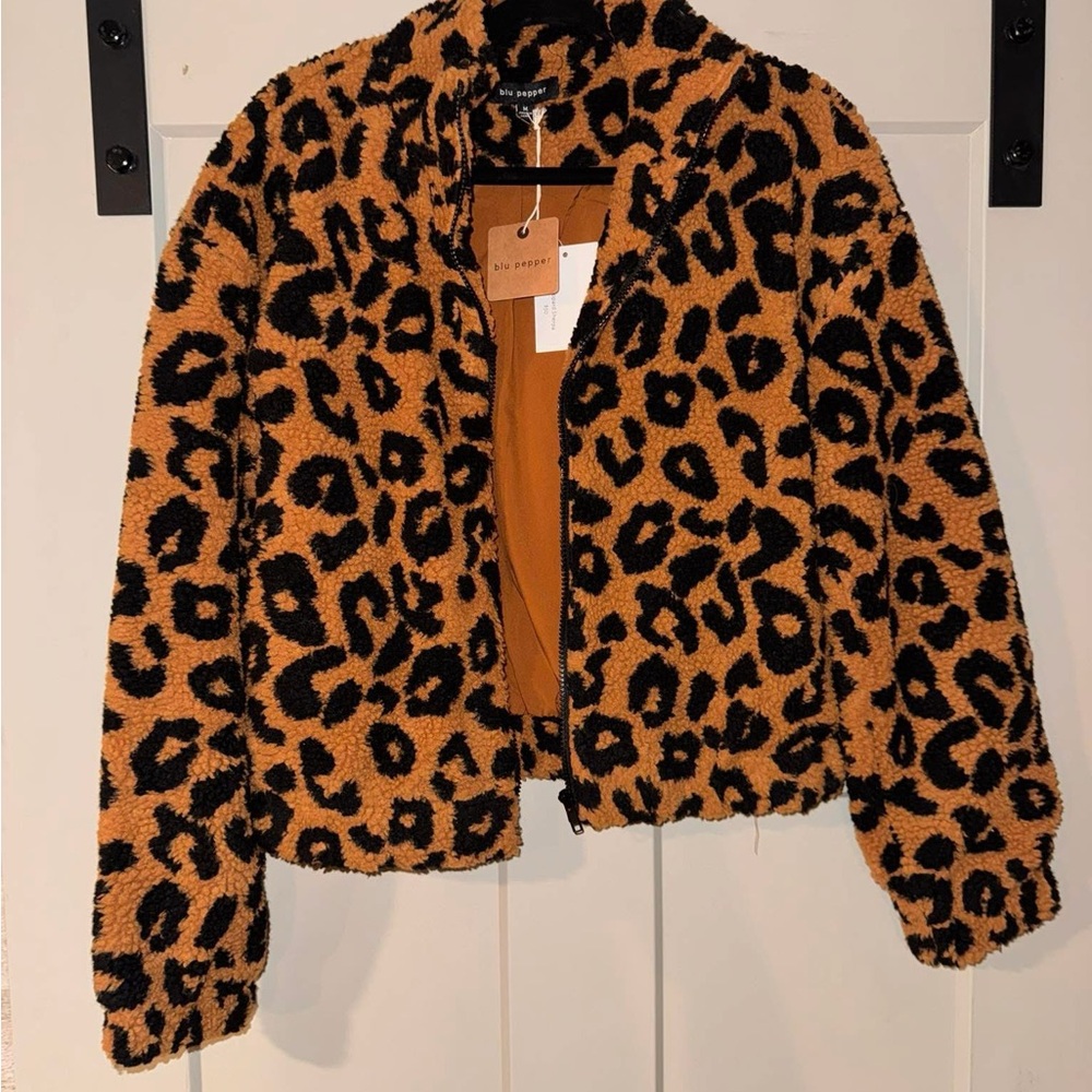Leopard Print Bomber Jacket - Brown and Black